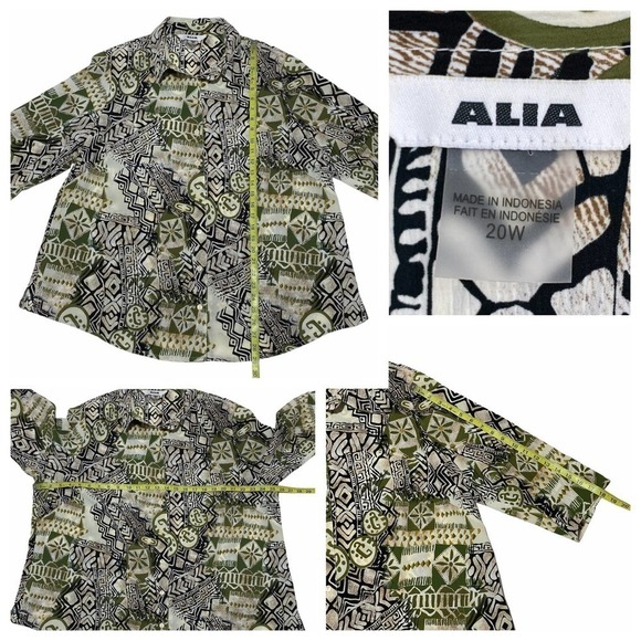 ALIA Multicolored Boho Aztec Print Long Sleeve Button Down Blouse - Picture 12 of 12